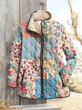 Damen Vintage Charmante Blumenjacke Casual Gep quiltet