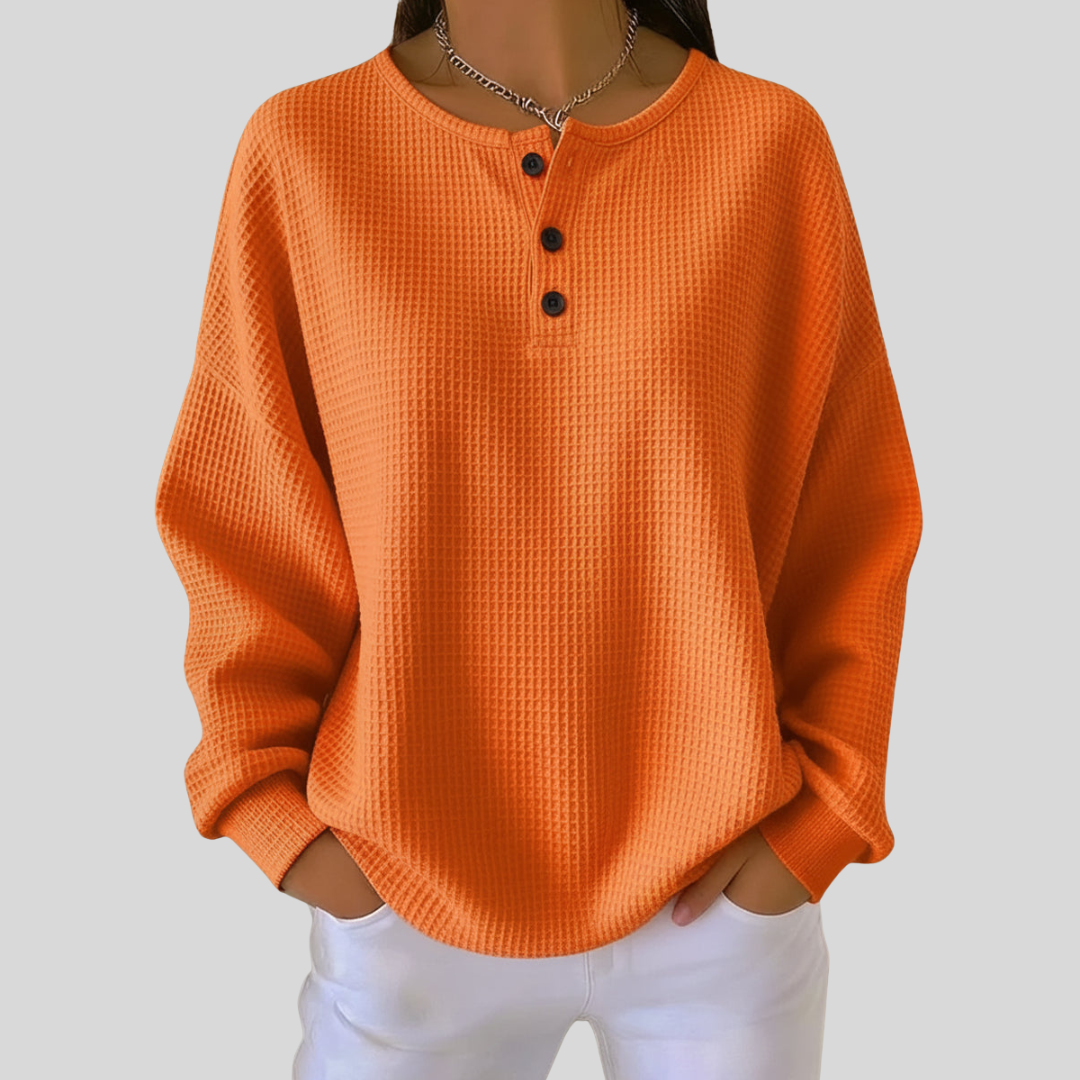 Anne™ - Gemütliches Sweatshirt mit Waffelstrick und Kragen