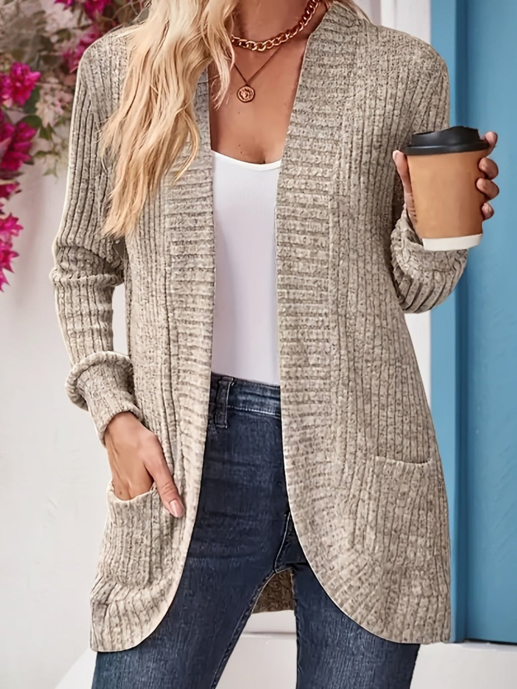 Neva™ - Eleganter Rippstrick-Cardigan mit langen Ärmeln