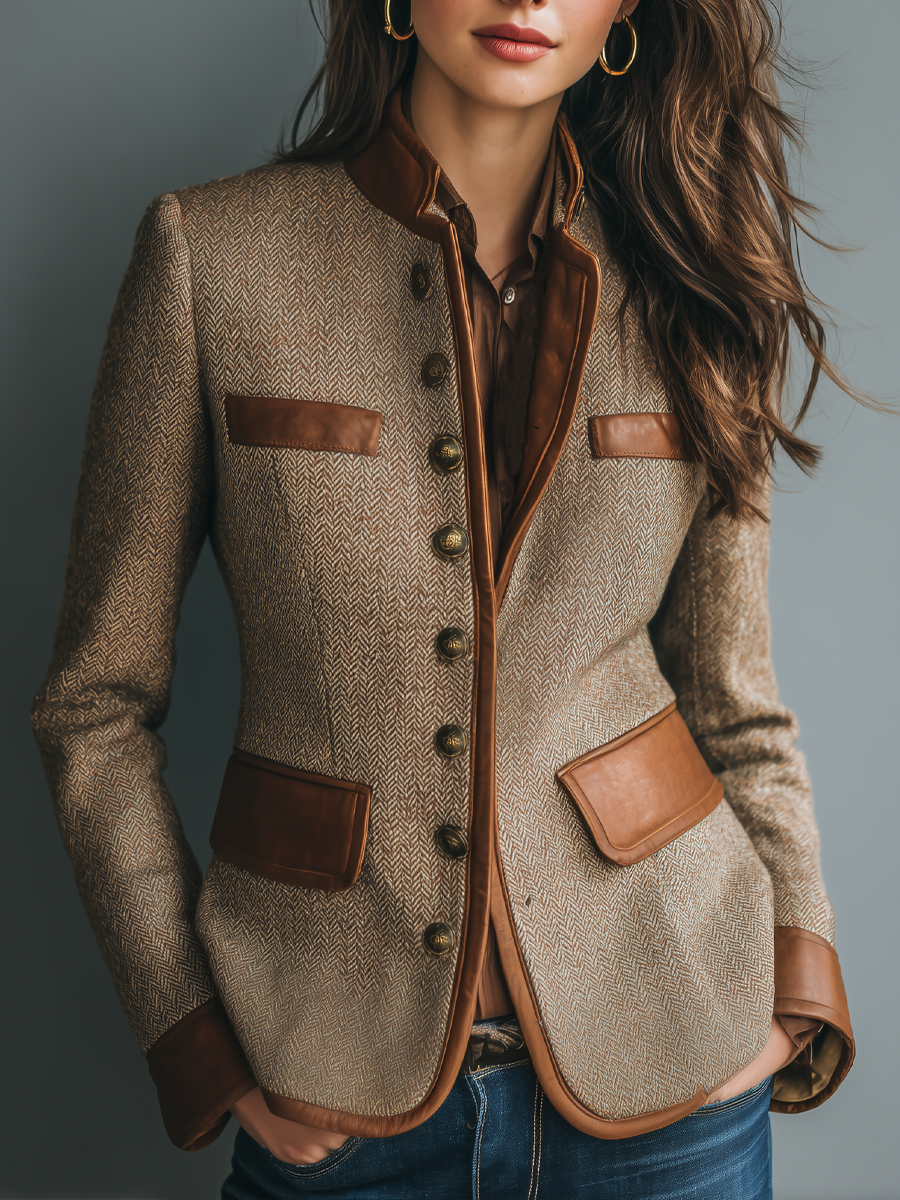 Verena™ - Vintage-Jacke mit Zierbesatz und Taschen