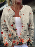 Vintage Blumen Kunstdruck | Knopf-Cardigan Pullover