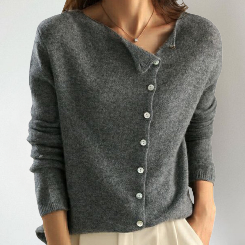 Kate™ - Schicker asymmetrischer Knopf-Cardigan