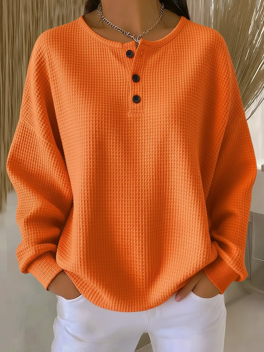 Anne™ - Gemütliches Sweatshirt mit Waffelstrick und Kragen