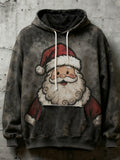 Herren Vintage Weihnachtsmann Print Freizeit Hoodie
